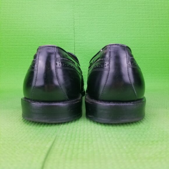 ✅Allen Edmonds Manchester Mens 10 Black Leather Bludgeoned Wingtip Tassel Loafer main image 4